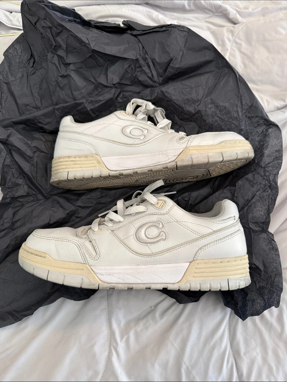 Coach White Leather Low-Top Sneakers